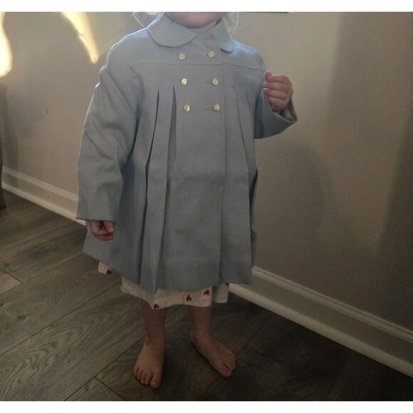 Authentic Vintage Toddler 2T Pea Coat Light Blue Pearl-Toned Buttons ILGWU Union - Picture 7 of 7